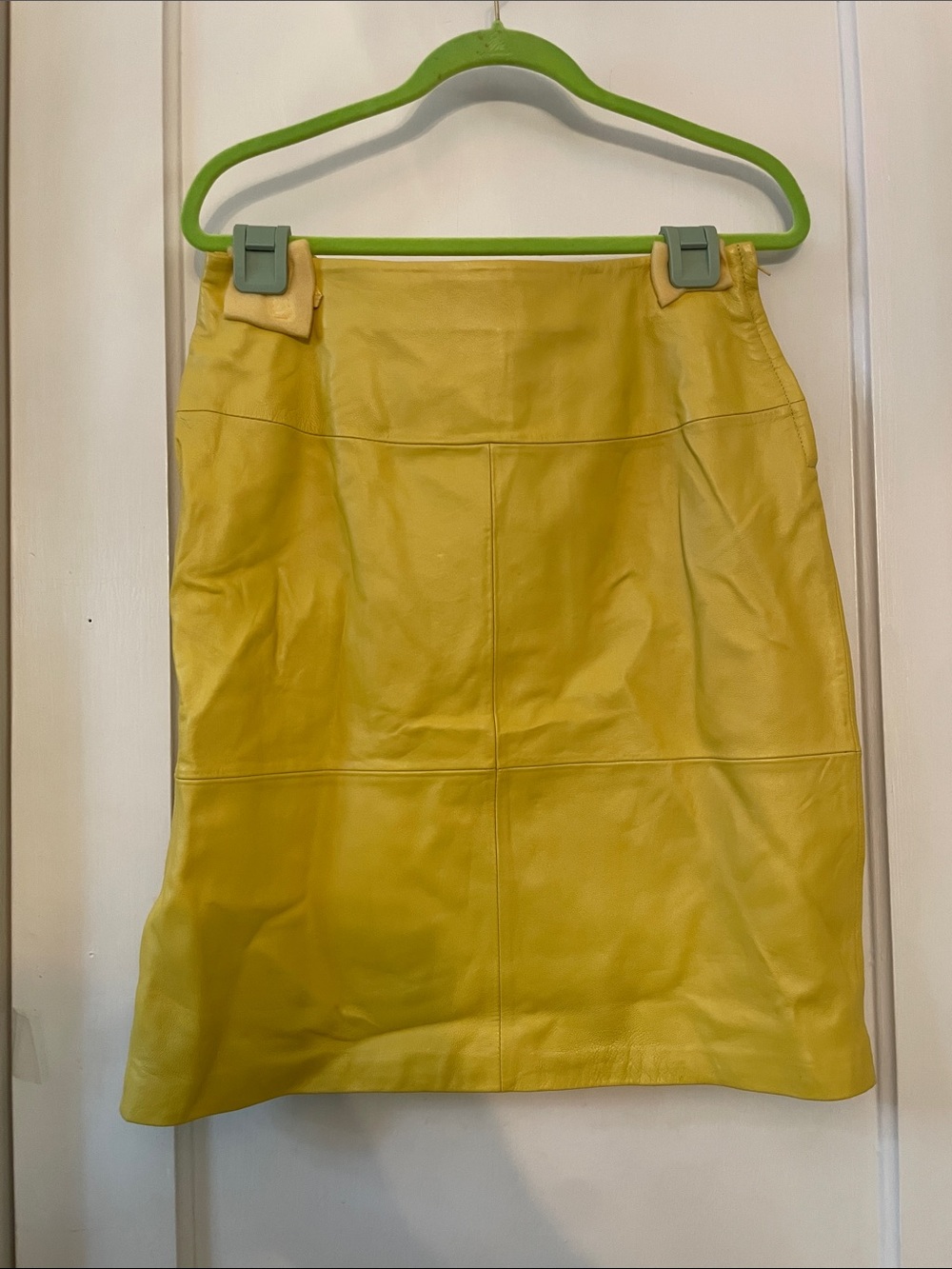 Terry Lewis Vintage with Tags Yellow Leather A-Line Skirt